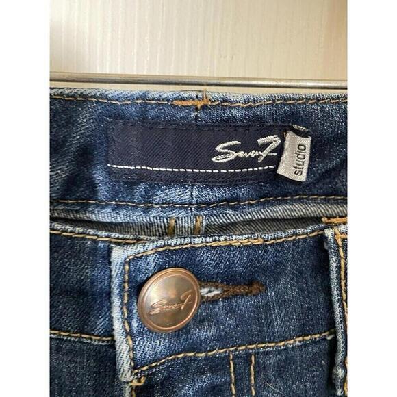 Seven7 Studio Wide Leg High Rise Studded Pockets Dark Wash Jeans Sz 8 - Picture 3 of 6